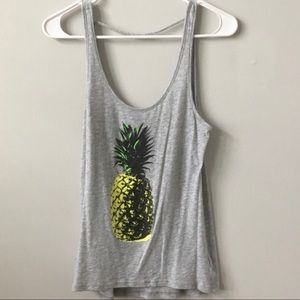Strappy Back Gray Yellow Pineapple Tank Top.